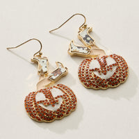 Western Witch Boots Pumpkin Halloween Earrings