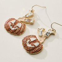 Western Witch Boots Pumpkin Halloween Earrings