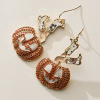 Western Witch Boots Pumpkin Halloween Earrings