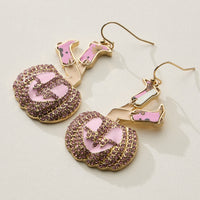 Western Witch Boots Pumpkin Halloween Earrings