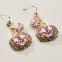 Western Witch Boots Pumpkin Halloween Earrings