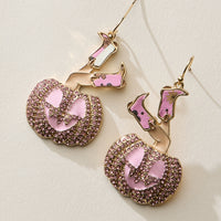 Western Witch Boots Pumpkin Halloween Earrings