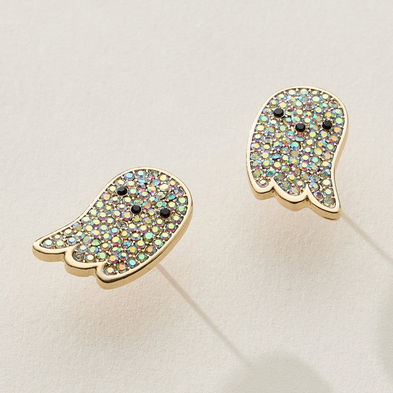 Rhinestone Ghost Halloween Stud Earrings
