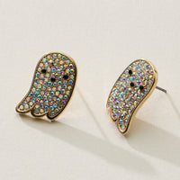 Rhinestone Ghost Halloween Stud Earrings