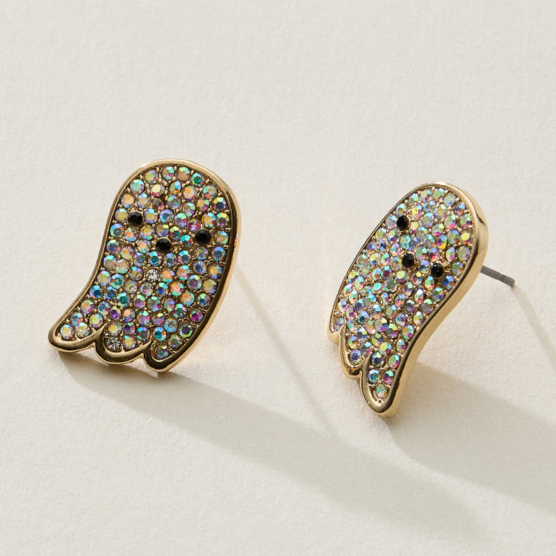Rhinestone Ghost Halloween Stud Earrings