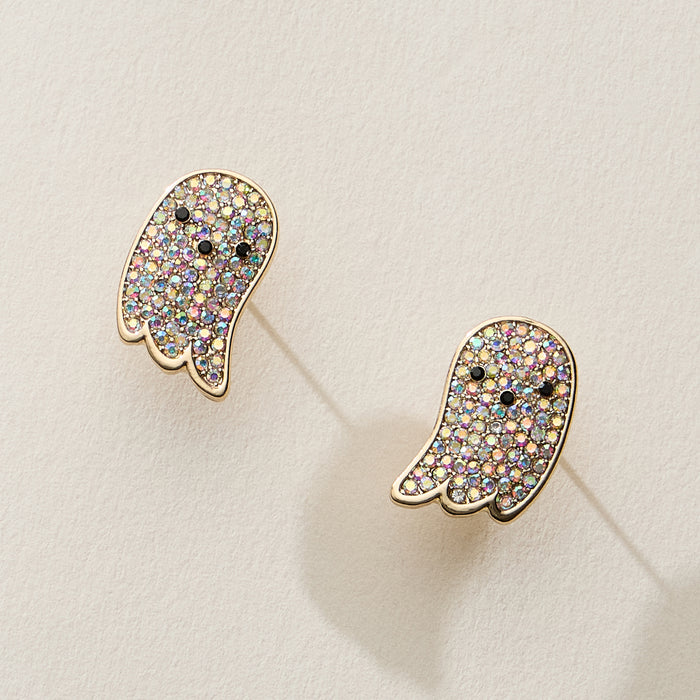 Rhinestone Ghost Halloween Stud Earrings