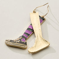 Striped Sneaker Enamel Drop Earrings with Pearl Detail