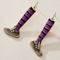 Striped Sneaker Enamel Drop Earrings with Pearl Detail