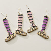 Striped Sneaker Enamel Drop Earrings with Pearl Detail
