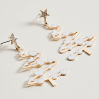 Christmas Tree & Hearts Dangling Earrings