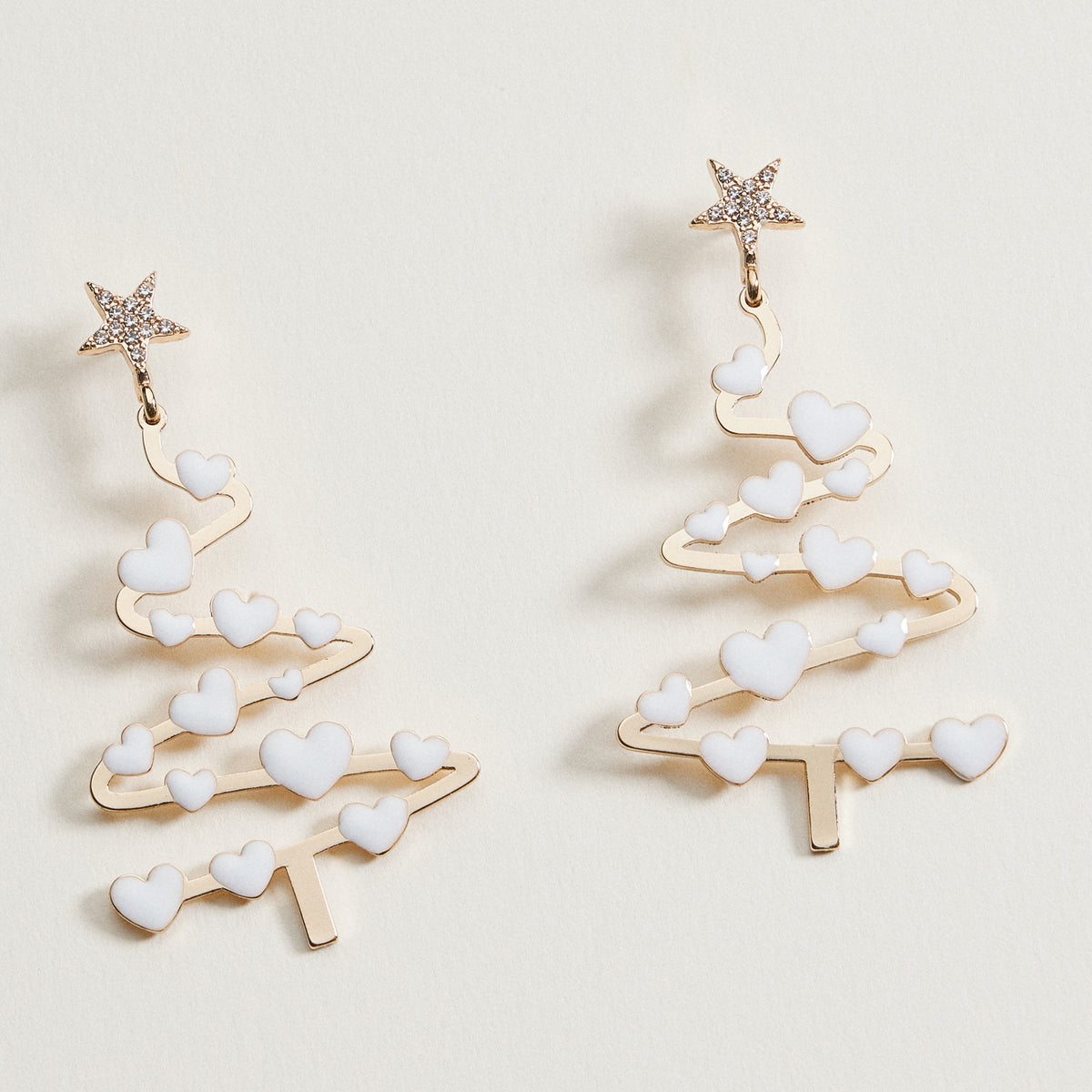 Christmas Tree & Hearts Dangling Earrings
