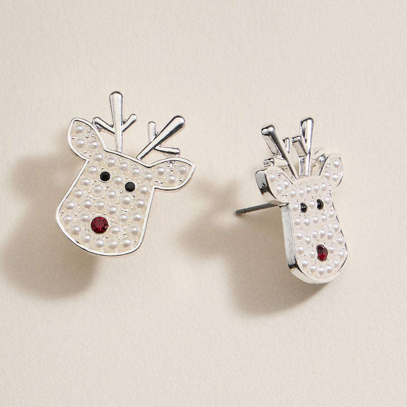 Christmas Rudolph Head Stud Earrings