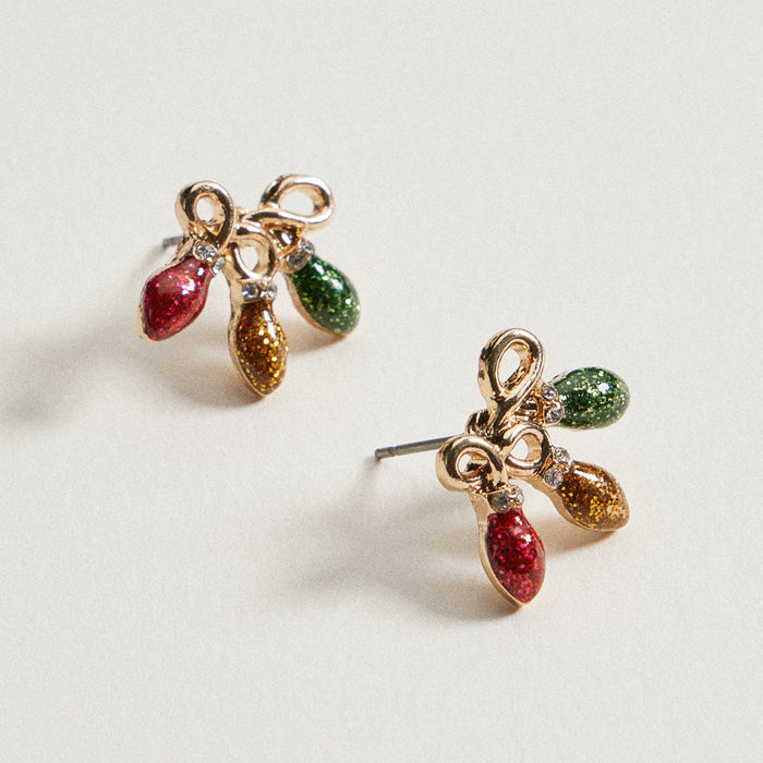 Glitter Christmas Light Stud Earrings