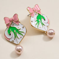 Christmas Ball & Green Monster Dangling Earrings