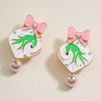 Christmas Ball & Green Monster Dangling Earrings