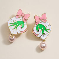 Christmas Ball & Green Monster Dangling Earrings