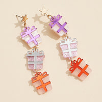 Glitter Gift Box Dangle Earrings | Christmas Present Earrings