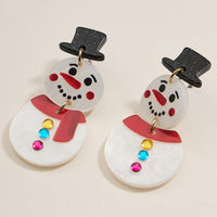 Christmas Snow Man Acetate Dangling Earrings