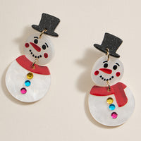 Christmas Snow Man Acetate Dangling Earrings