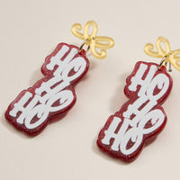 Christmas Ho Ho Ho Acetate Dangling Earrings