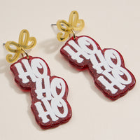 Christmas Ho Ho Ho Acetate Dangling Earrings
