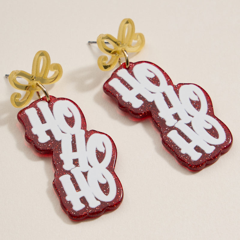 Christmas Ho Ho Ho Acetate Dangling Earrings