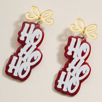 Christmas Ho Ho Ho Acetate Dangling Earrings