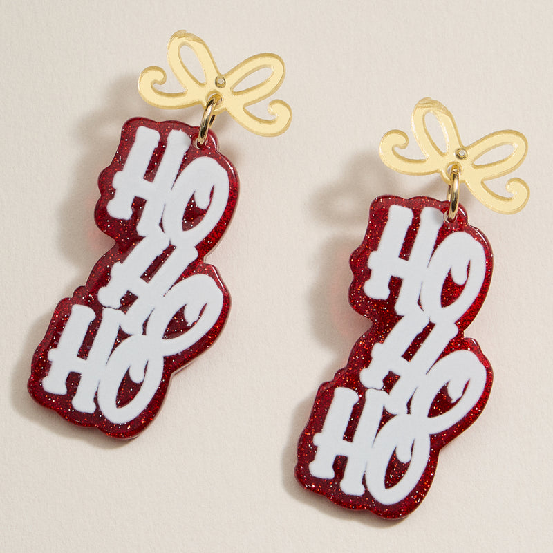 Christmas Ho Ho Ho Acetate Dangling Earrings