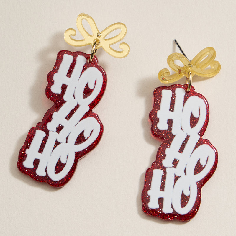 Christmas Ho Ho Ho Acetate Dangling Earrings