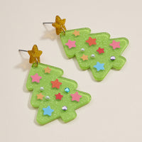 Christmas Tree with Stars Dangling Earrings
