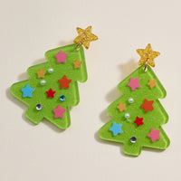 Christmas Tree with Stars Dangling Earrings