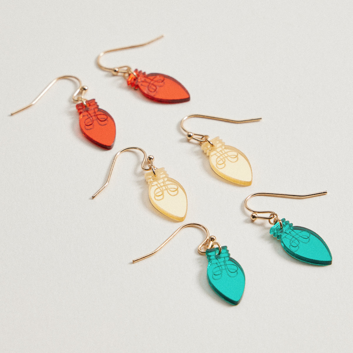 Christmas Light Bulb Drop Earrings | Acrylic Dangles