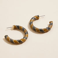 Large Mardi Gras Glitter Swirl Hoop Earrings