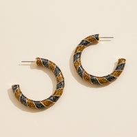 Large Mardi Gras Glitter Swirl Hoop Earrings