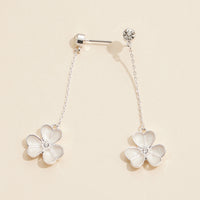 Floral Dangle Earrings with Pearl Petals and Rhinestone Accents