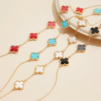 Multi Clover Charm Necklace with Gold Chain