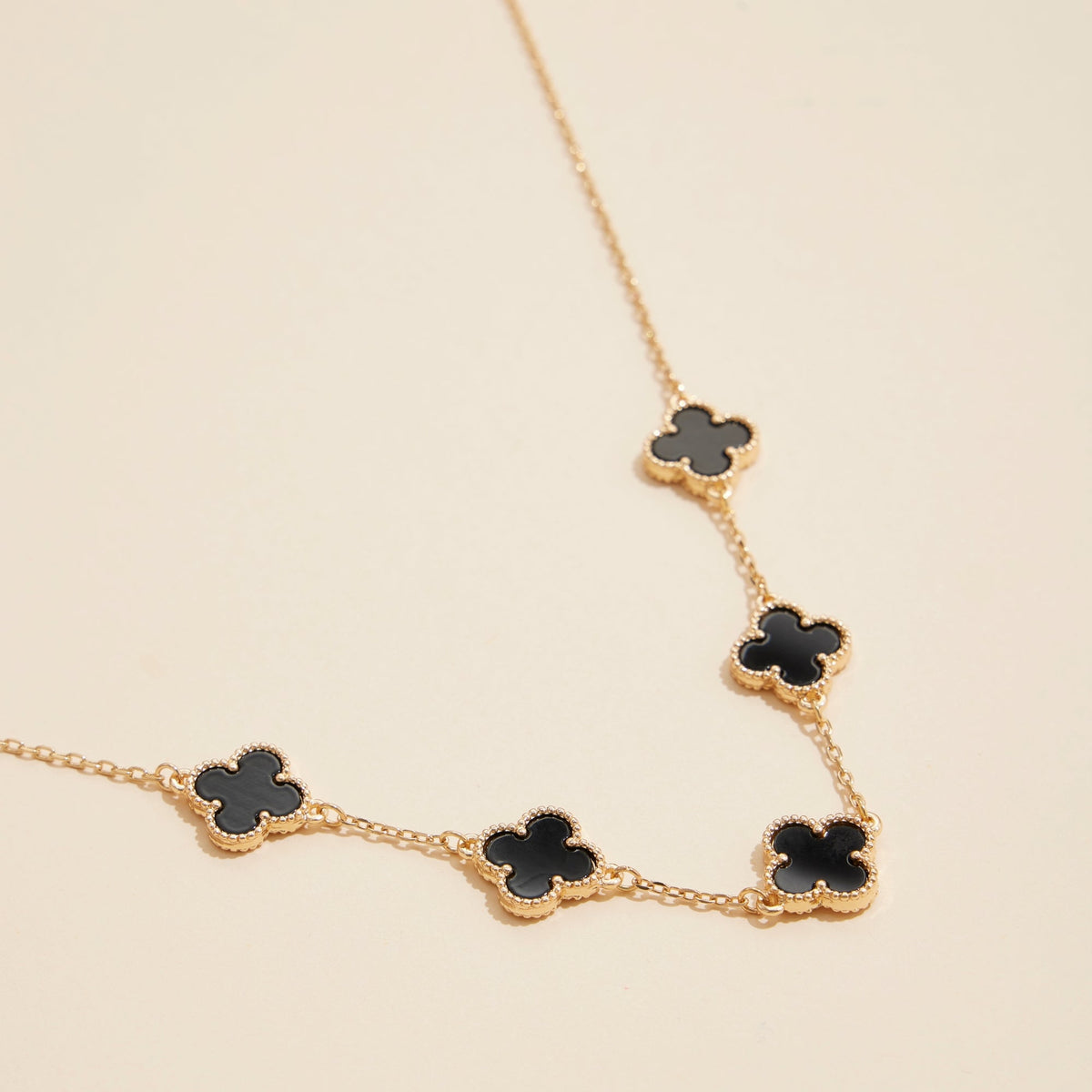 Multi Clover Charm Necklace with Gold Chain