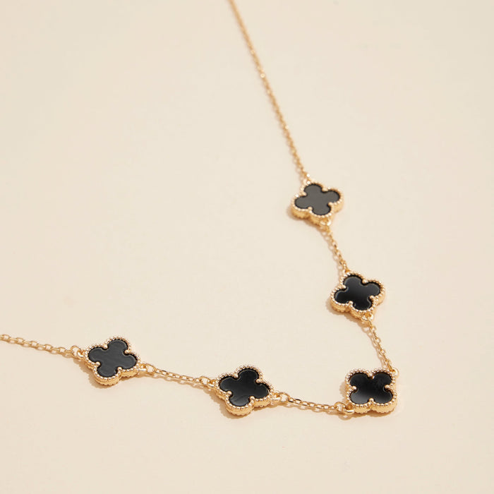 Multi Clover Charm Necklace with Gold Chain