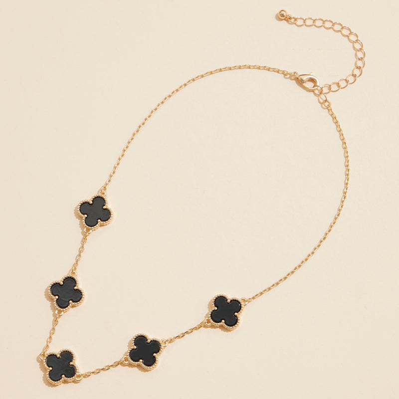 Shell Inlay Charm Pendant on Gold Chain