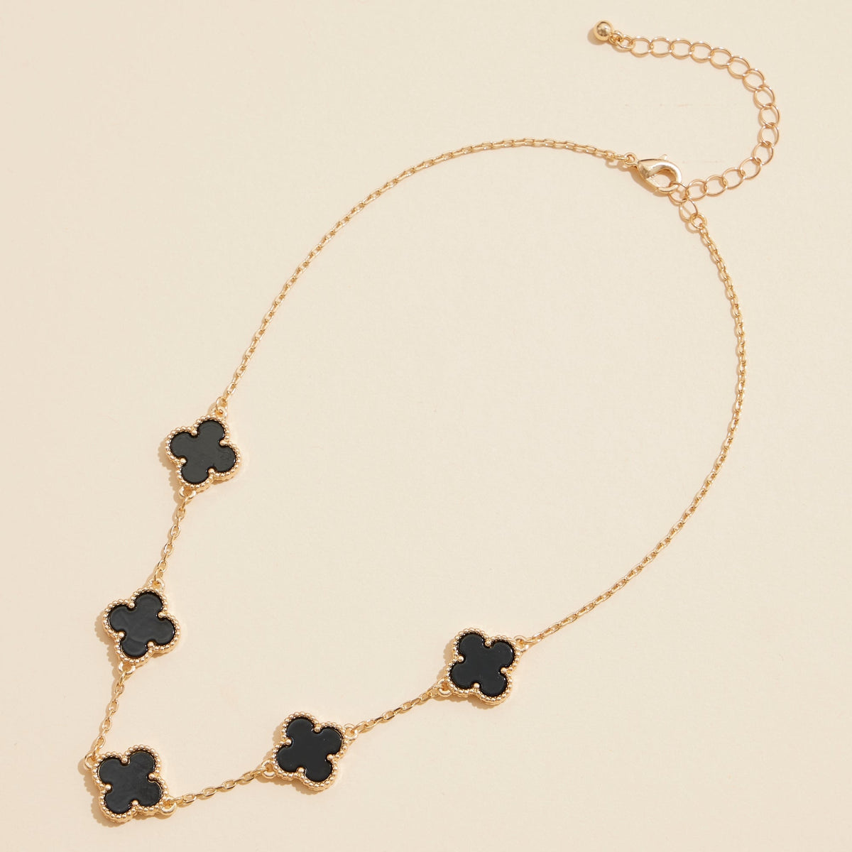 Multi Clover Charm Necklace with Gold Chain