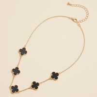 Multi Clover Charm Necklace with Gold Chain