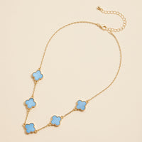 Shell Inlay Charm Pendant on Gold Chain