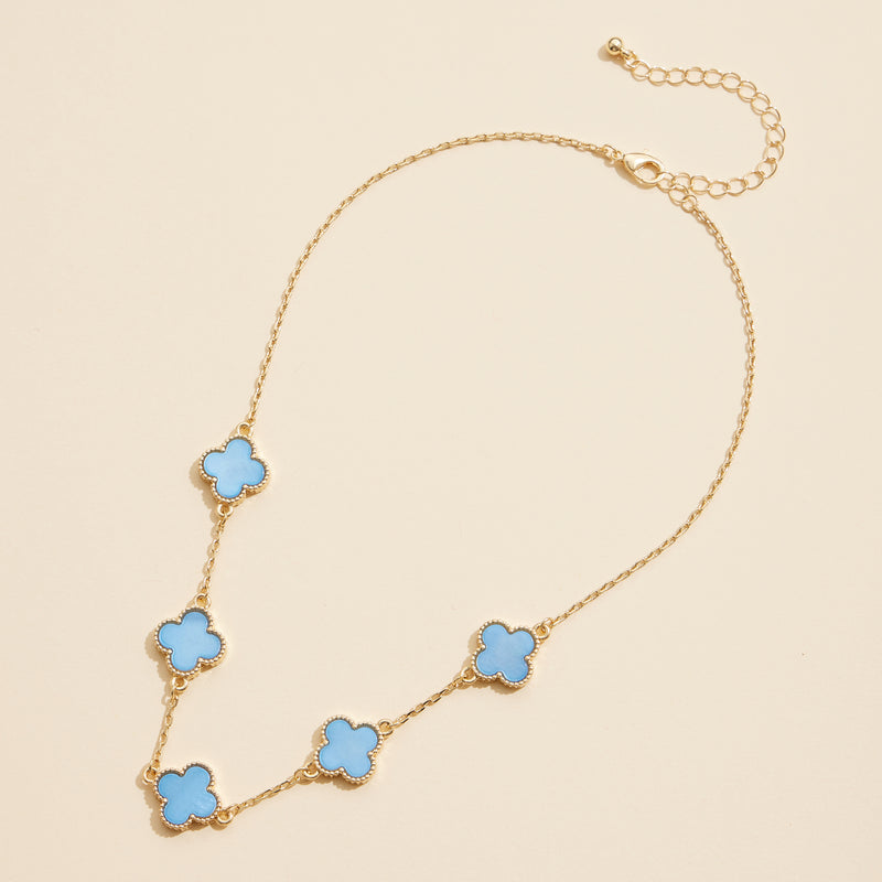 Shell Inlay Charm Pendant on Gold Chain