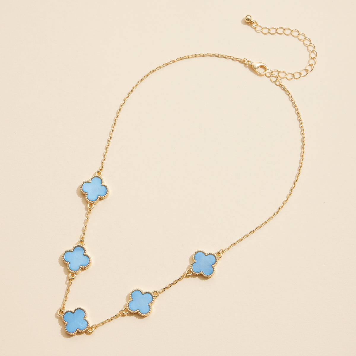 Multi Clover Charm Necklace with Gold Chain