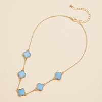 Multi Clover Charm Necklace with Gold Chain