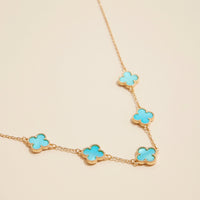 Shell Inlay Charm Pendant on Gold Chain