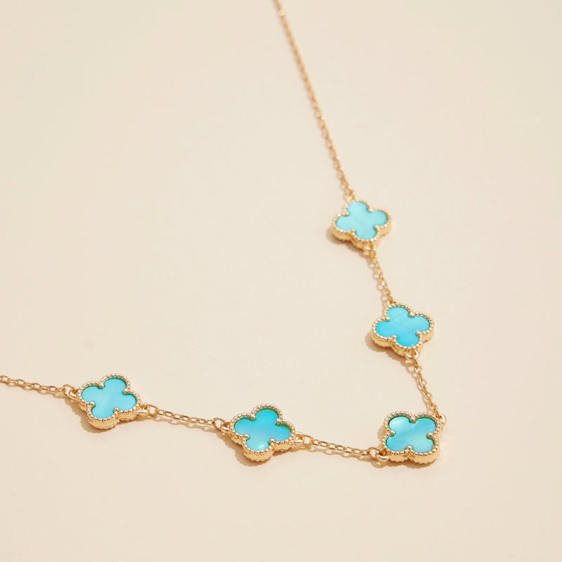 Shell Inlay Charm Pendant on Gold Chain