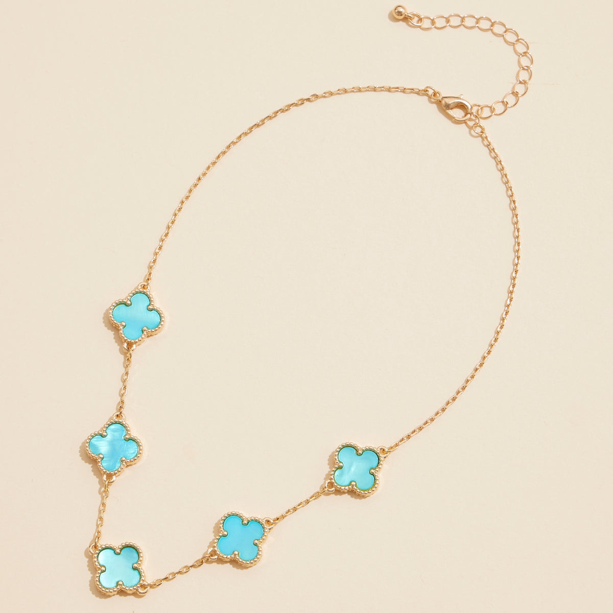 Shell Inlay Charm Pendant on Gold Chain
