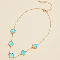Shell Inlay Charm Pendant on Gold Chain
