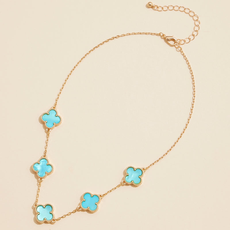 Shell Inlay Charm Pendant on Gold Chain